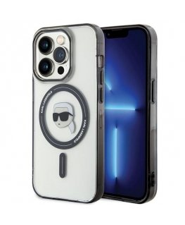 Karl Lagerfeld Ring Stand Karl Head MagSafe Back Case Aizsargapvalks Priekš Apple iPhone 15 Pro Max