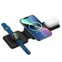 WoW F1 3in1 Foldable Magnetic Wireless 15W charger Smartphone / Smartwatch / TWS headset Black WoW F1 3in1 Foldable Magnetic Wireless 15W charger Smartphone / Smartwatch / TWS headset Black