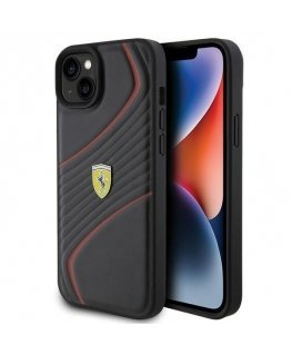 Ferrari Twist Metal Logo Back Case for Apple iPhone 15 Plus