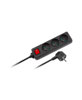 Black Rebel extension cord with switch 3 sockets - 5m (1.5mm)