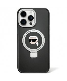 Karl Lagerfeld Ring Stand Karl Head MagSafe Back Case Aizsargapvalks Priekš Apple iPhone 15 Pro