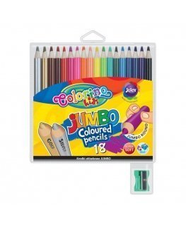 Spalvoti pieštukai, dideli, apvalūs Colorino Kids Jumbo 18 spalvų su drožtuku