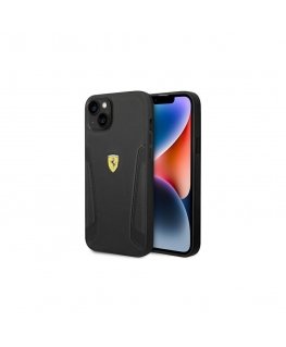 Case Ferrari FEHCP14MRBUK iPhone 14 Plus 6.7 inch Black/Black Hard Case Leather Stamp Side