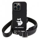 Karl Lagerfeld Crossbody Silicone Choupette Back Case Aizsargapvalks Priekš Apple iPhone 15