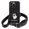 Karl Lagerfeld Crossbody Silicone Choupette Back Case for Apple iPhone 15 Pro Max