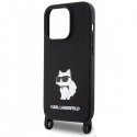Karl Lagerfeld Crossbody Silicone Choupette Back Case for Apple iPhone 15 Pro Max