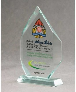 Tryumf LuxorJet color printed glass trophy and case
