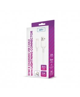 Setty cable USB - Lightning 3,0 m 2A white NEW