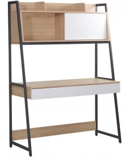 Desk STUDY with self 124x54xH171cm, oak/white