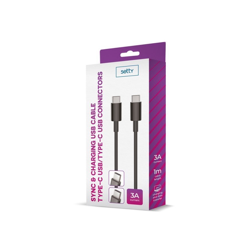 Setty cable USB-C - USB-C 1,0 m 3A black – 2