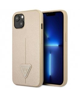 Guess PU Saffiano Triangle Case for iPhone 13 mini Beige