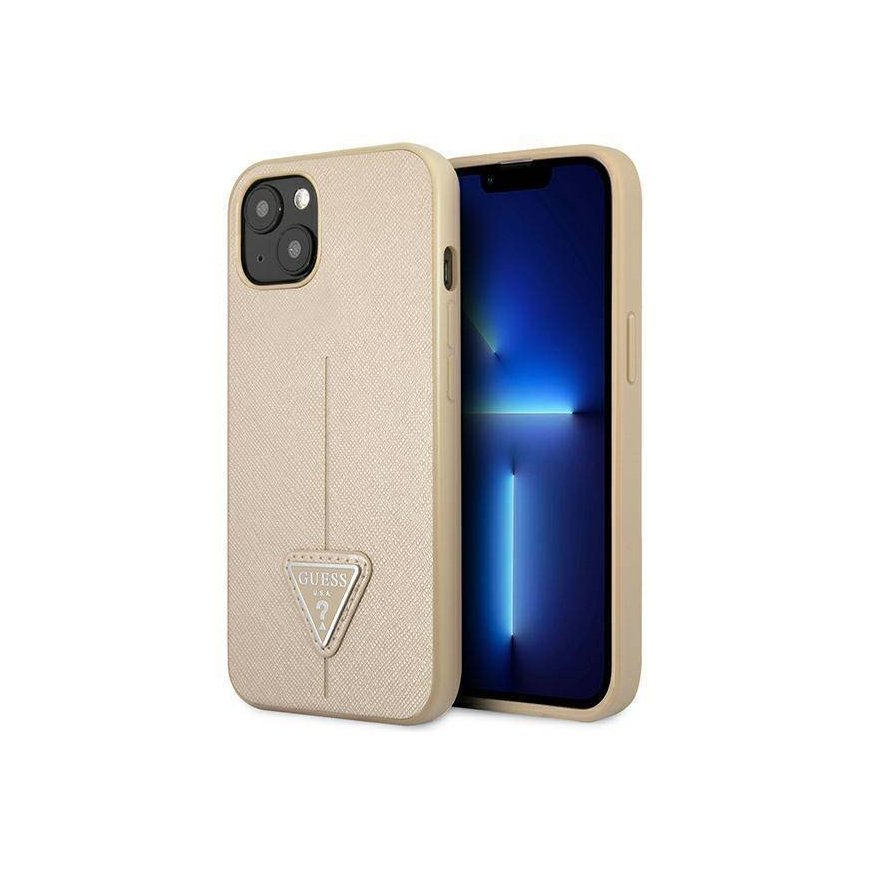 Guess PU Saffiano Triangle Case for iPhone 13 mini Beige