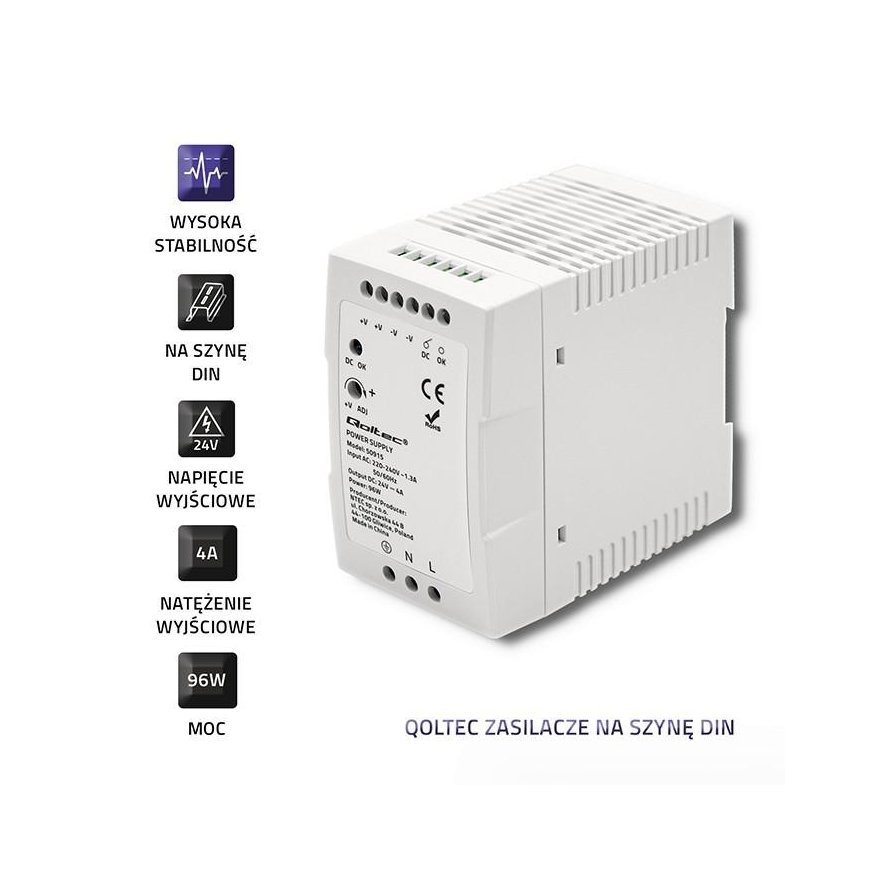 Qoltec 50915 DIN rail power supply