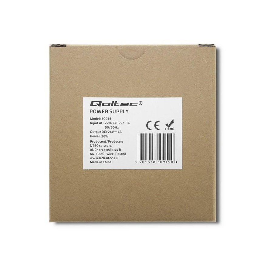 Qoltec 50915 DIN rail power supply | 96W | 24V | 4A | Baltas | Slim – 4