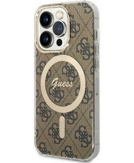 Guess IML 4G MagSafe dėklas, skirtas iPhone 15 Pro Brown