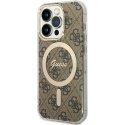 Guess IML 4G MagSafe dėklas, skirtas iPhone 15 Pro Brown