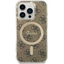 Guess IML 4G MagSafe Case for iPhone 15 Pro Brown