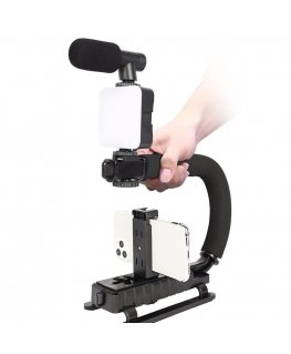 Elight 4U Rokas stabilizātors Telefonam & Sporta / DLSR Kamerai ar 1/4 fix ar Led Gaismu / Mikrofonu