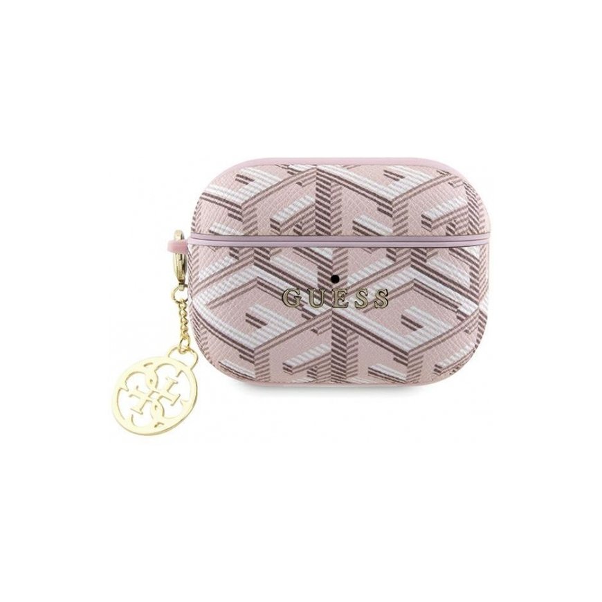 Dėklas Guess case for AirPods Pro 2 GUAP2PGCE4CP pink Gcube Classic Gold Logo W/Charm
