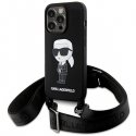 Karl Lagerfeld Crossbody Silicone Ikonik Back Case Aizsargapvalks Priekš Apple iPhone 15 Pro Max
