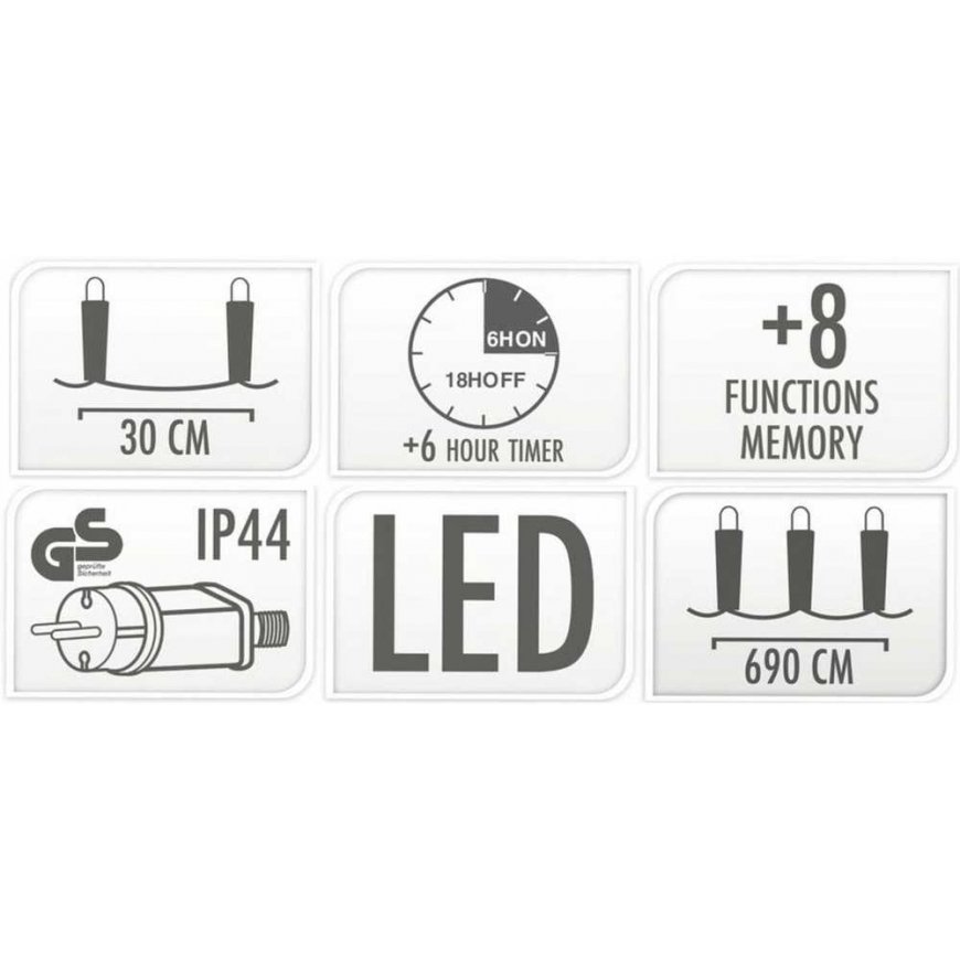 Christmas Decoration LIGHTS LIGHTS TASK EXTERIOR 72 LED COLD White TIMER – 5
