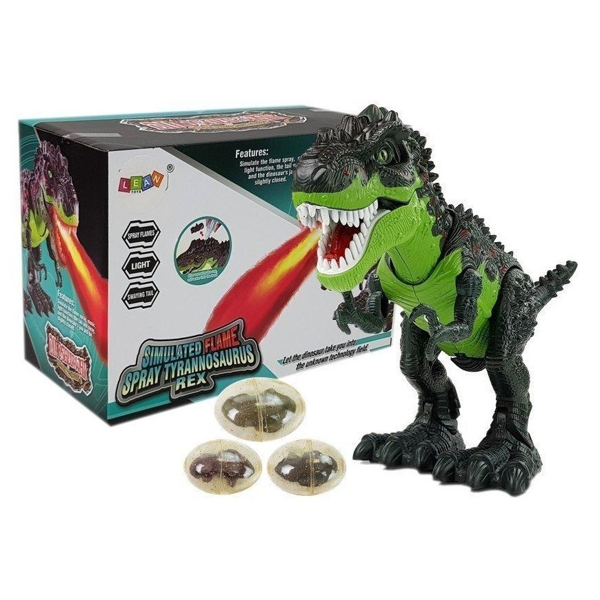 Lean Cars Battery Operated Dinosaur Lays Eggs Breathes Fire Vapors Green
