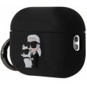 Karl Lagerfeld 3D logotipas NFT Karl and Choupette silikoninis dėklas, skirtas AirPods Pro 2 Juodas