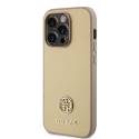 Guess dėklas skirtas iPhone 15 Pro 6,1" GUHCP15LPS4DGPD auksinis HC PU 4G Metal Logo Strass