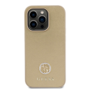 Guess case for iPhone 15 Pro 6.1" GUHCP15LPS4DGPD gold HC PU 4G Metal Logo Strass