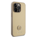 Guess case for iPhone 15 Pro 6.1" GUHCP15LPS4DGPD gold HC PU 4G Metal Logo Strass
