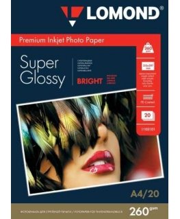 Photo paper Lomond Premium Photo Paper Super Glossy 260 g/m2 A4, 20 sheets, Bright