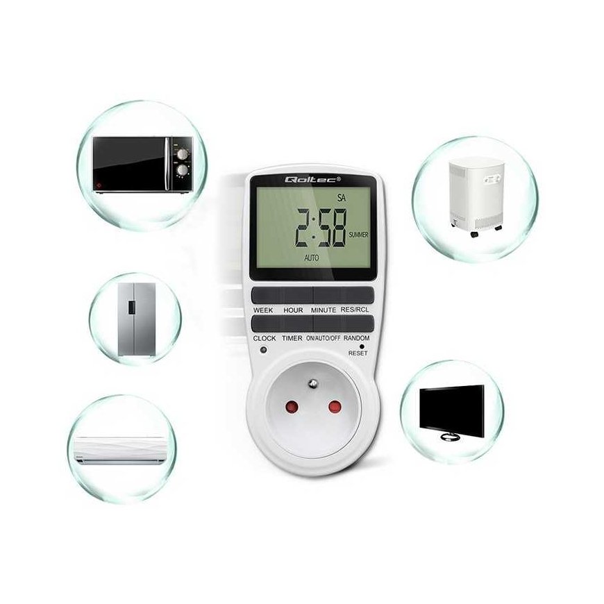 Qoltec Electronic timer pc0628 | 3680w | 16a | LCD – 3
