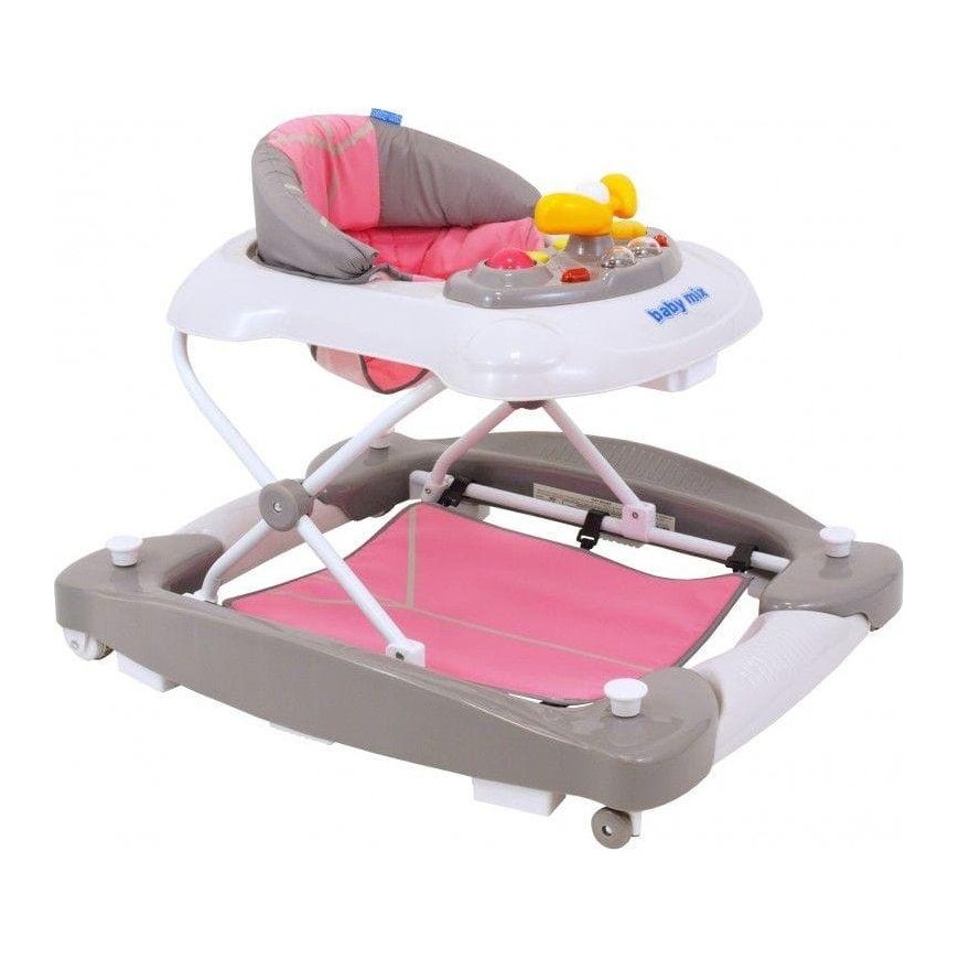 Baby Mix Chodzik 2w1 grey/pink J-888R Baby mix