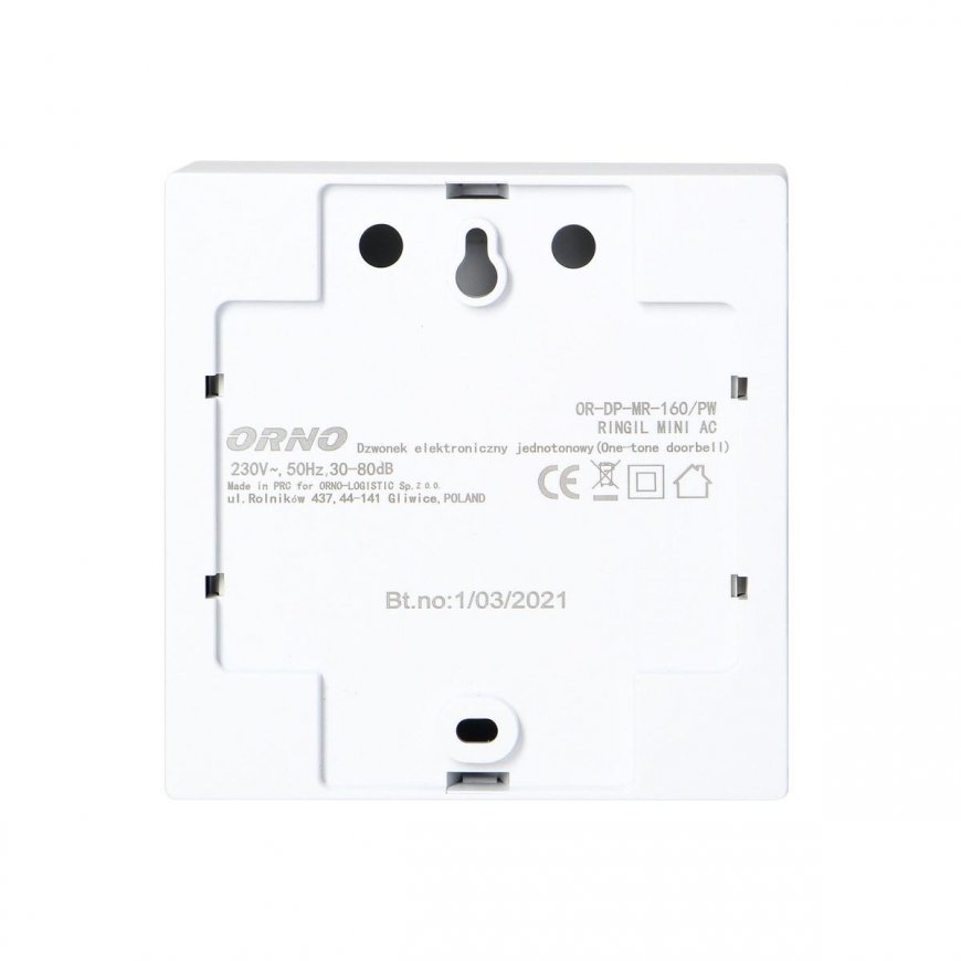Orno Wired electronic one-tone doorbell RINGIL MINI AC, 230V, snow white – 4