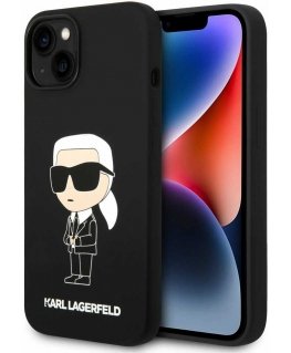 Karl Lagerfeld liquid silicone Ikonik NFT case for iPhone 15 Black