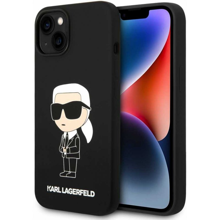 Karl Lagerfeld liquid silicone Ikonik NFT case for iPhone 15 Black