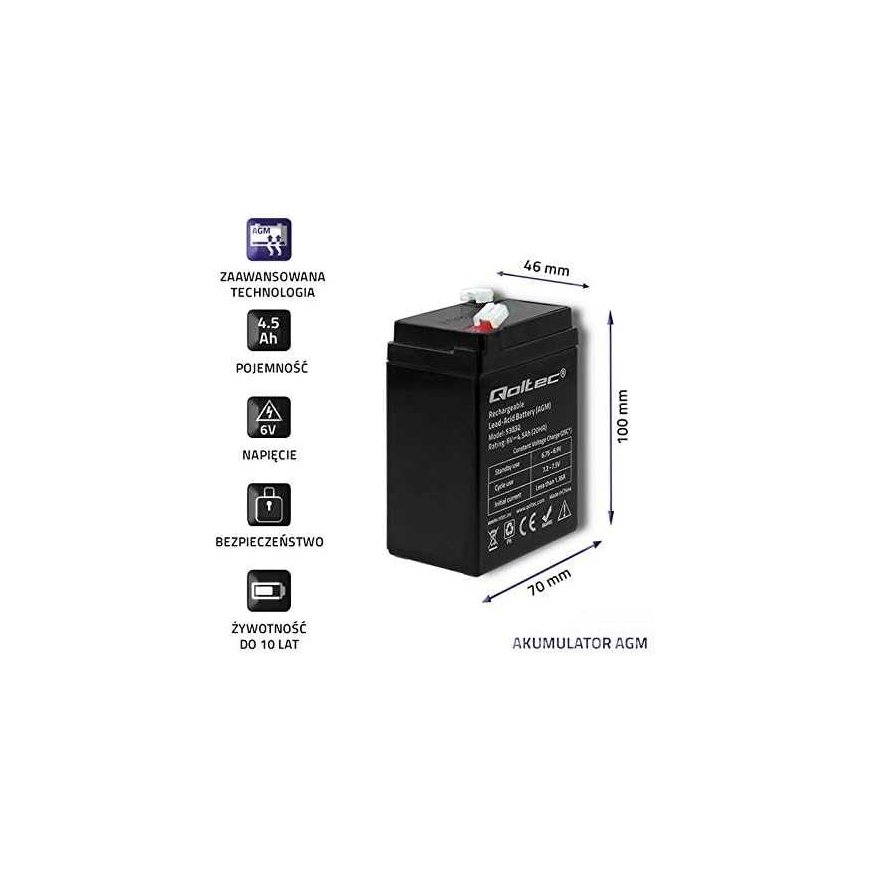 QOLTEC 53032 Battery AGM 6V 4.5Ah max. 1.35A – 3