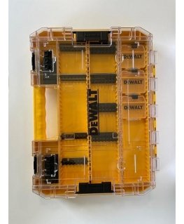 DEWALT didelis tvirtas dėklas+ [DT70804-QZ] su 3 mažomis didelės talpos laikymo dėžėmis, 8 antgalių laikikliais ir 6 skyreliais