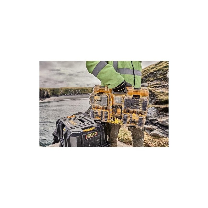 DEWALT Large Rugged Case+ [DT70804-QZ] with 3 Small Large Capacity Storage Boxes, 8 Bit Holders and 6 Compartments – 2