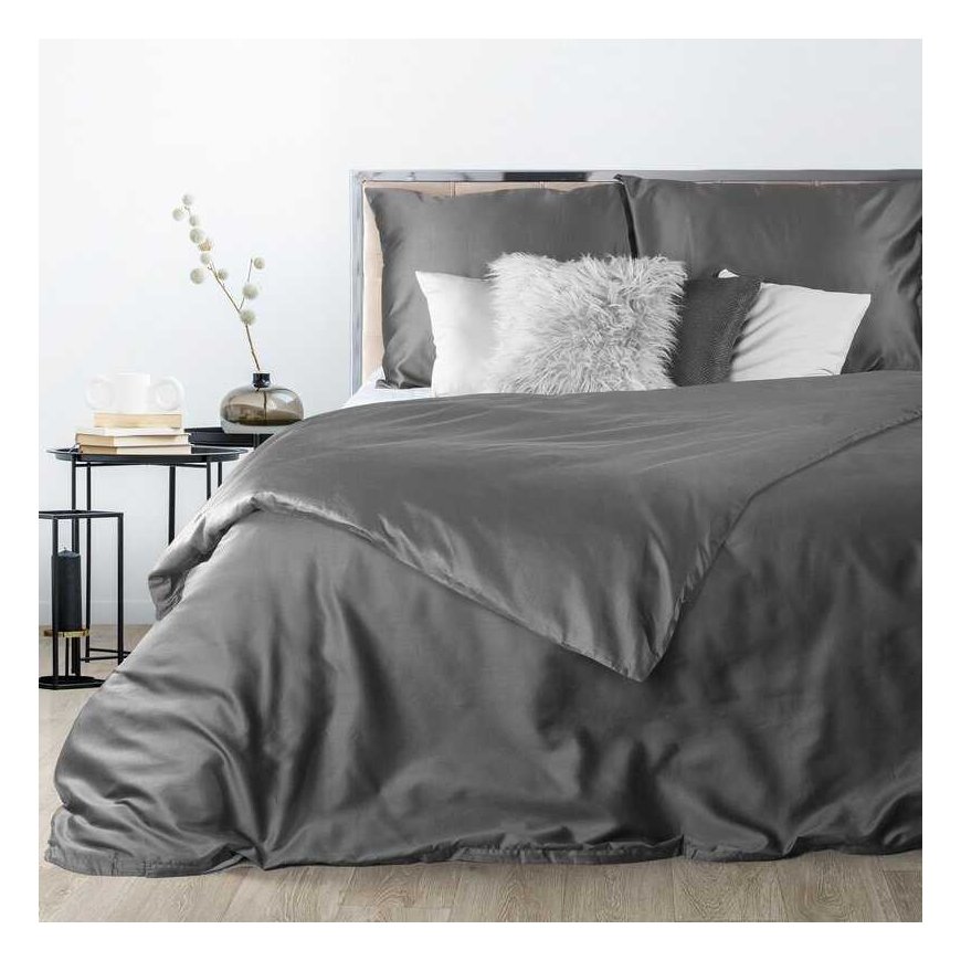 Eurofirany NOVA3 high-quality cotton satin monochrome bedding set, 180 X 200 cm, 2 pcs. 70 X 80cm, color: steel – 5