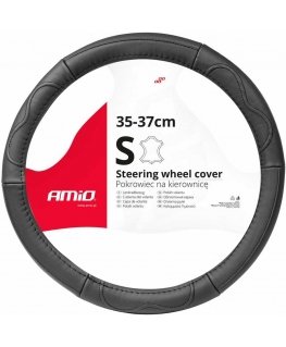 Leather car steering wheel cover s 35-37cm swc-49-s amio-03550