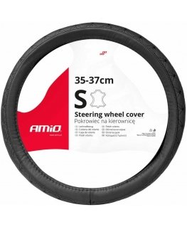 Quilted leather car steering wheel cover s 35-37cm swc-51-s amio-03560