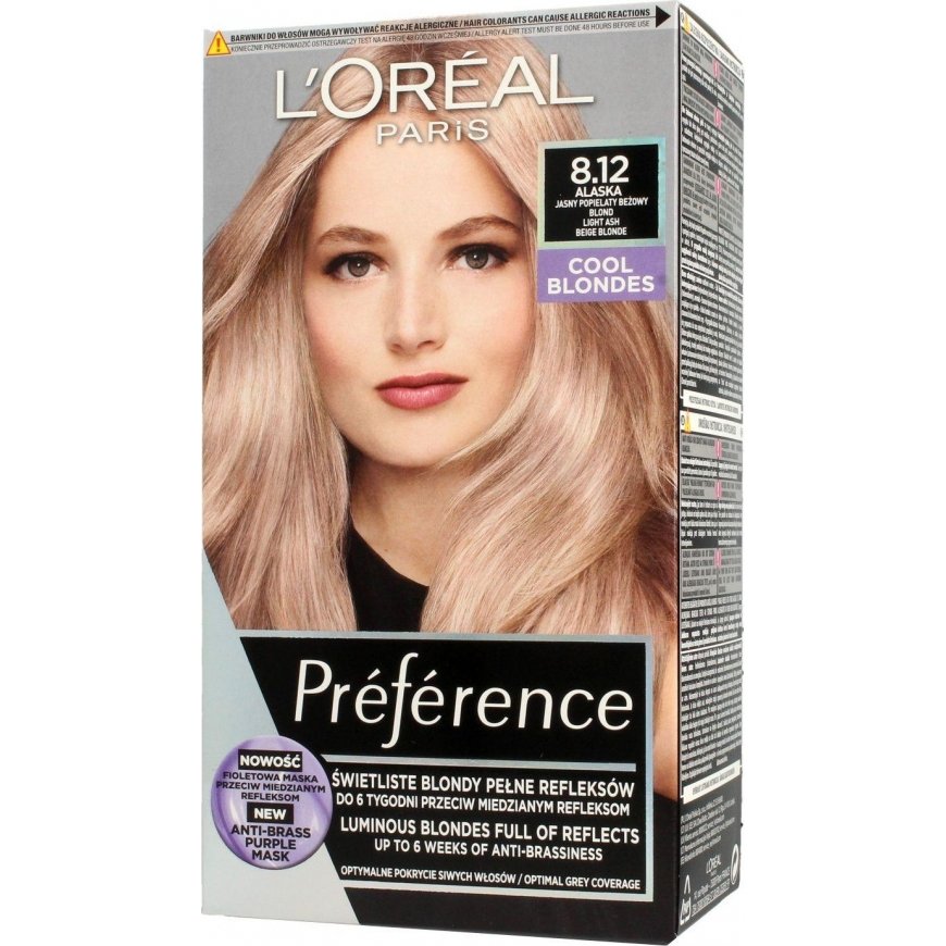 L'Oreal L&39Oreal Professionnel Preference Plaukų dažai 8.12 Alaska – šviesiai pilka smėlio spalvos blondinė 1op.