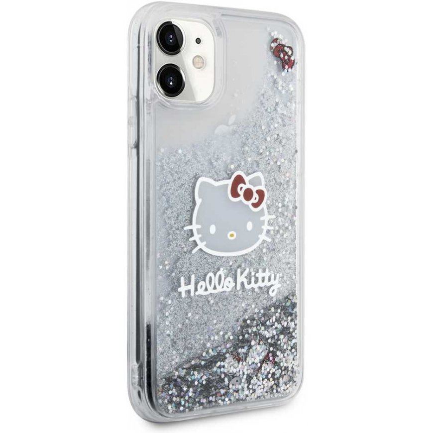 Case Hello Kitty HKHCN61LIKHET iPhone 11 / Xr 6.1" silver/silver hardcase Liquid Glitter Charms Kitty Head – 3