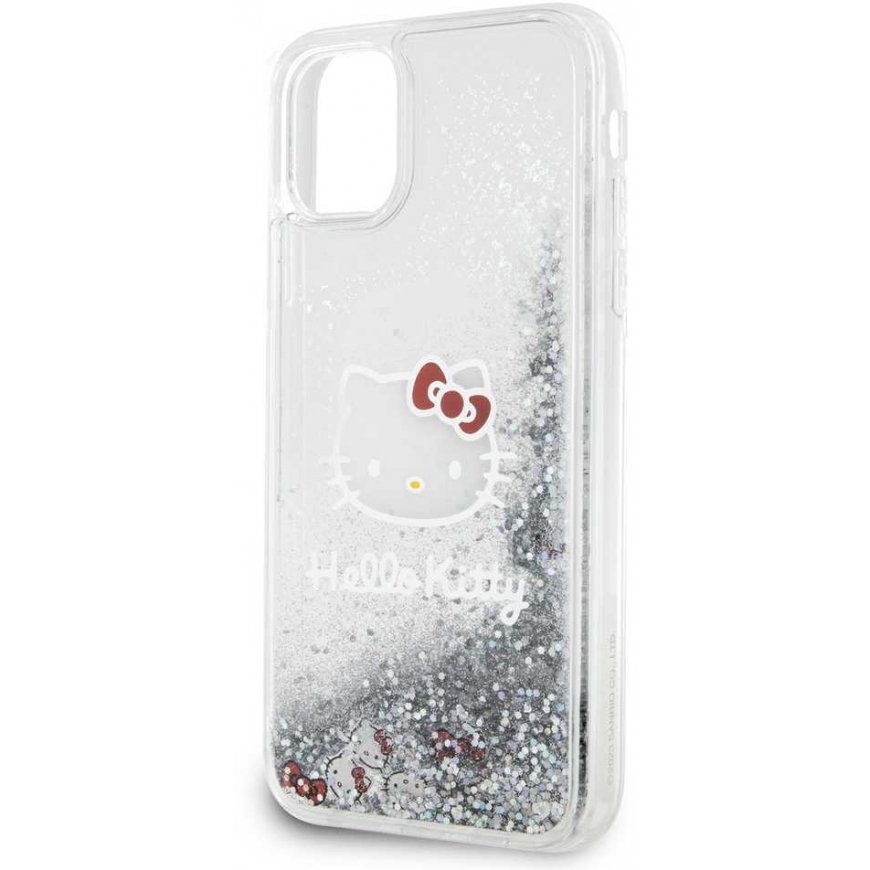 Case Hello Kitty HKHCN61LIKHET iPhone 11 / Xr 6.1" silver/silver hardcase Liquid Glitter Charms Kitty Head – 4