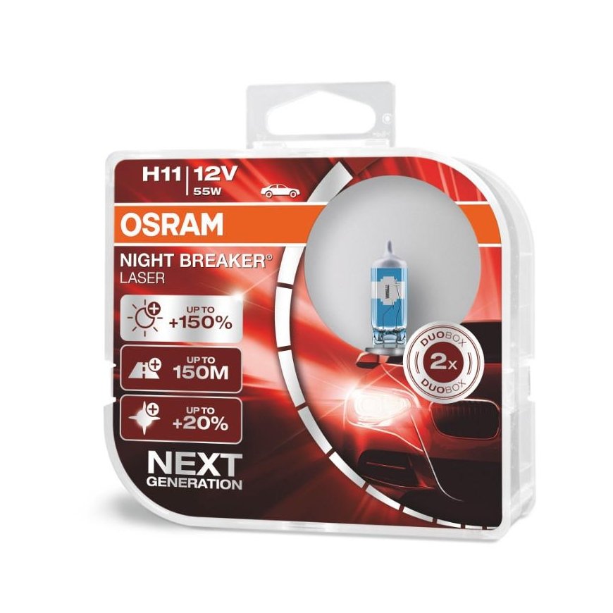 Halogen bulbs osram h11 12v 55w pgj19-2 night breaker silver+100% /2pcs/ – 2