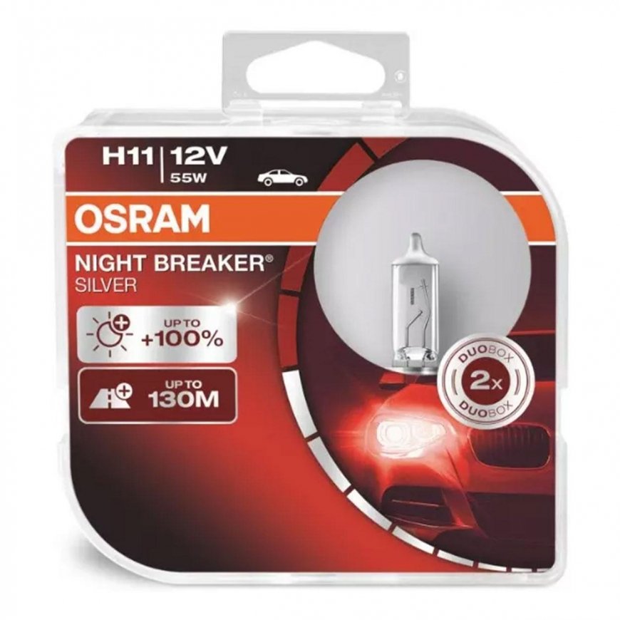 Halogen bulbs osram h11 12v 55w pgj19-2 night breaker silver+100% /2pcs/ – 3