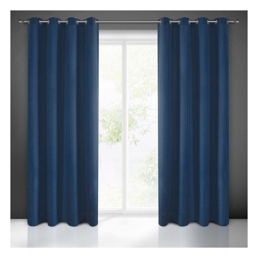 Night curtain Eurofirany RITA made of smooth fabric, 140X250 cm loops / wheels, color: dark blue