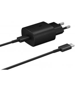 EP-TA800EBE + EP-DG980BBE Samsung 25W kelioninis įkroviklis + USB-C/USB-C duomenų kabelis Juodas (OOB masinis)