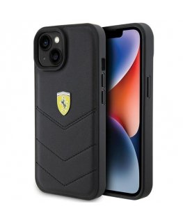 Ferrari Quilted Metal Logo Back Case for Apple iPhone 15